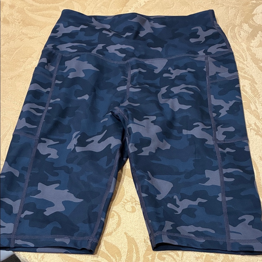 Blue Camo Print Athletic Shorts